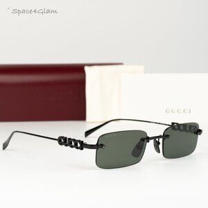 Gucci Women Sunglasses Black Grey Rectangle GG1808S 001 NEW AUTHENTIC